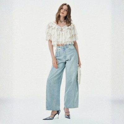 TUBYCATU | Quần Jeans Ống Rộng Liquin Pale Blue
