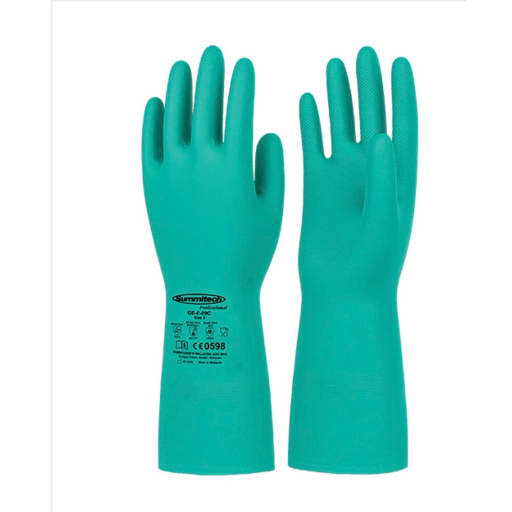Mã:GE-F-09C Găng Tay Cao Su Tổng Hợp Nitrile Chống Hóa Chất Summitech Malaysia dùng cho Bảo Hộ, Chốn
