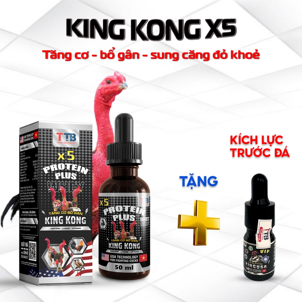 Combo KING KONG X5 + Kích Lực Trước Đá, Tăng Cơ, Bổ Gân – Sung Mạnh – Tăng Lực Gà Chọi