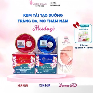 Combo 2 Kem Meiduzi Nhật và Serum HD Phạm Điệp Mờ Nám Dưỡng Trắng Sáng Da mờ thâm