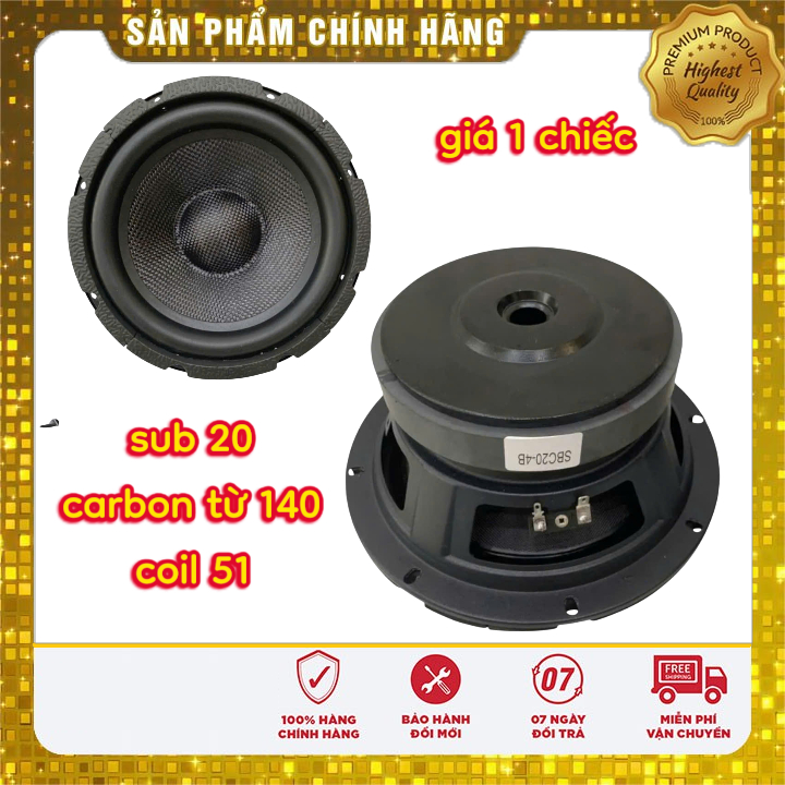 loa sub 20 màng carbon gân cao su từ 140 coil 51 công suất lớn - giá 1 loa