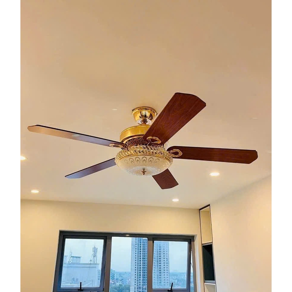 Quạt Trần 5 Cánh Gỗ Lõi Đồng Có Điều Khiển Từ Xa