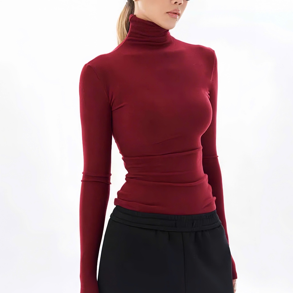 Áo Thun Ôm Body Giữ Nhiệt Cổ Cao 8 Phân, Tay Dài JUSTDUN C20 – Chất Cotton Dày Dặn, Tôn Dáng | BigBuy360 - bigbuy360.vn