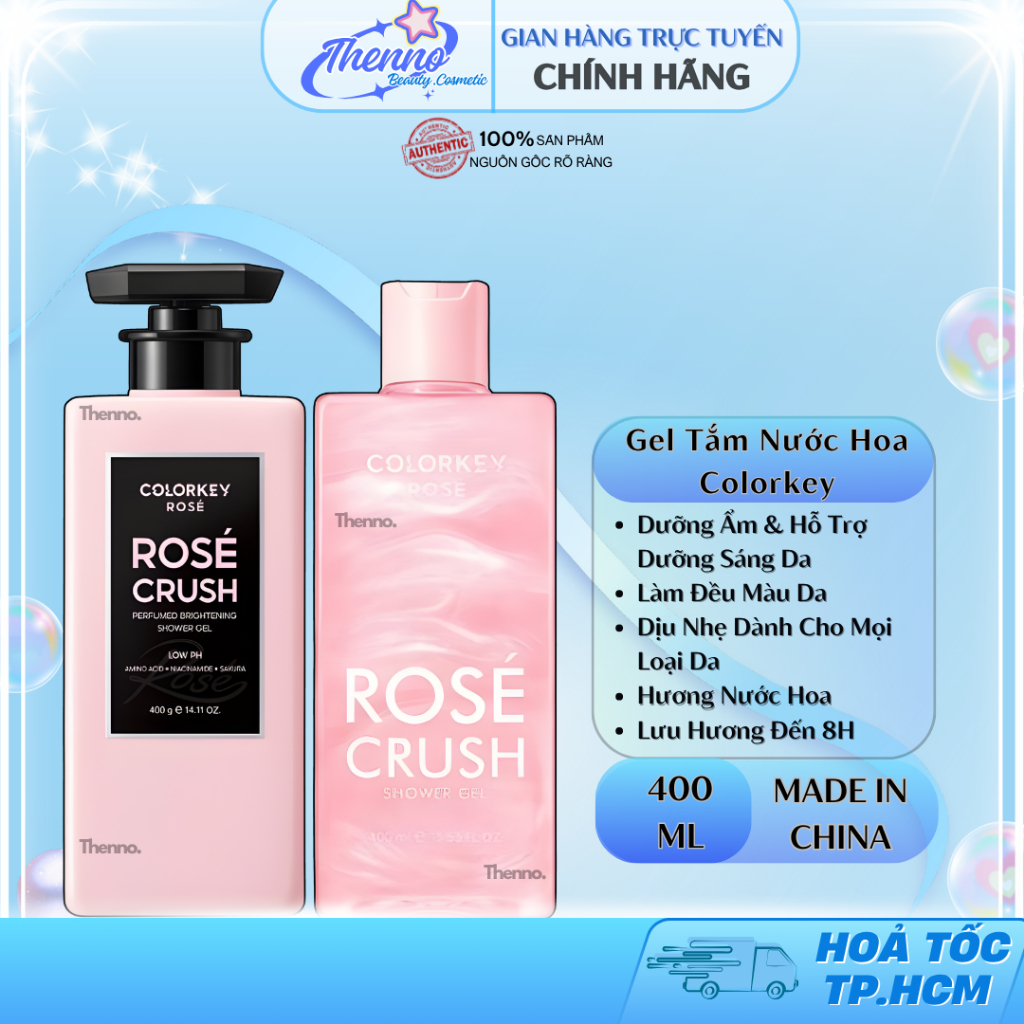 Gel Tắm Hương Hoa & Trái Cây Colorkey Rosé Crush Hỗ Trợ Dưỡng Sáng Da Lưu Hương 6h - 8h 400ml