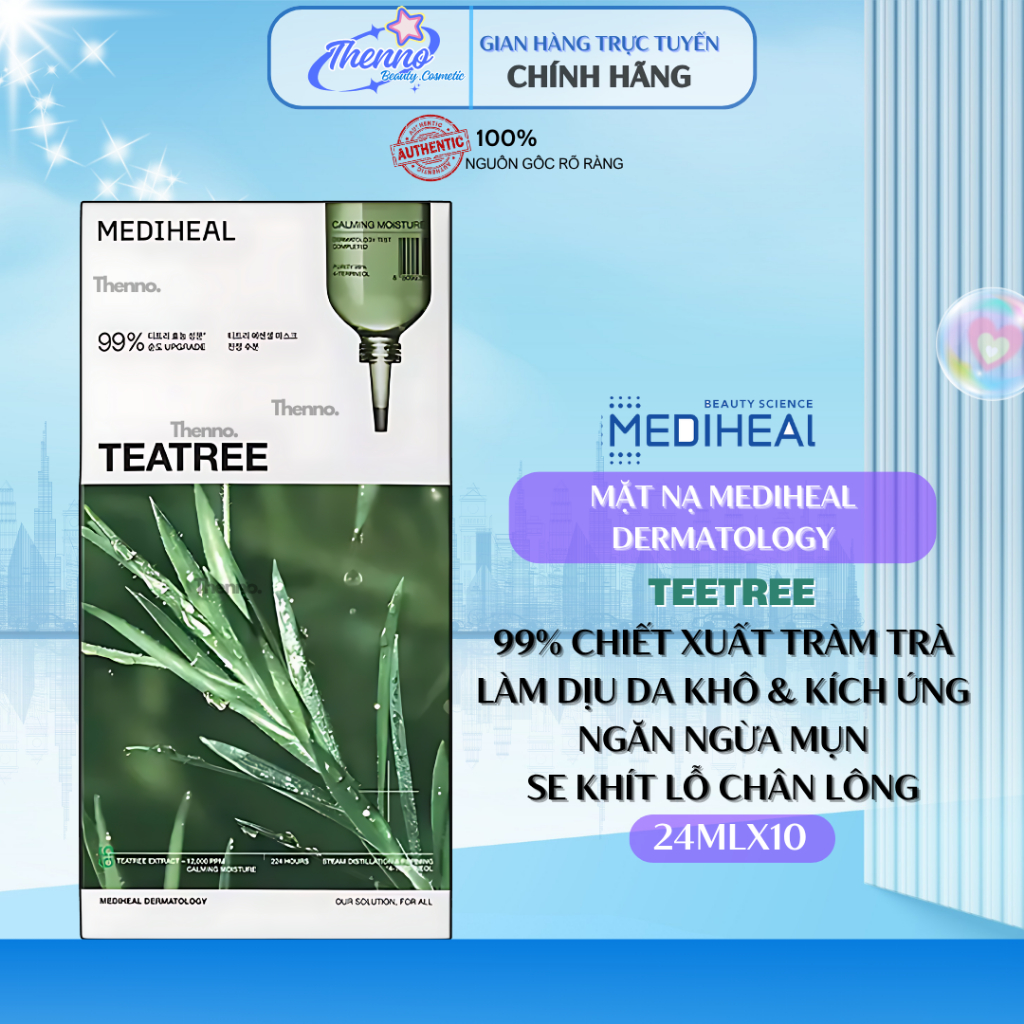 Hộp 10 Mặt Nạ Mediheal Tràm Trà Tee Tree Blemish Repair Essential Mask 24ml - Làm Dịu & Phục Hồi Da 