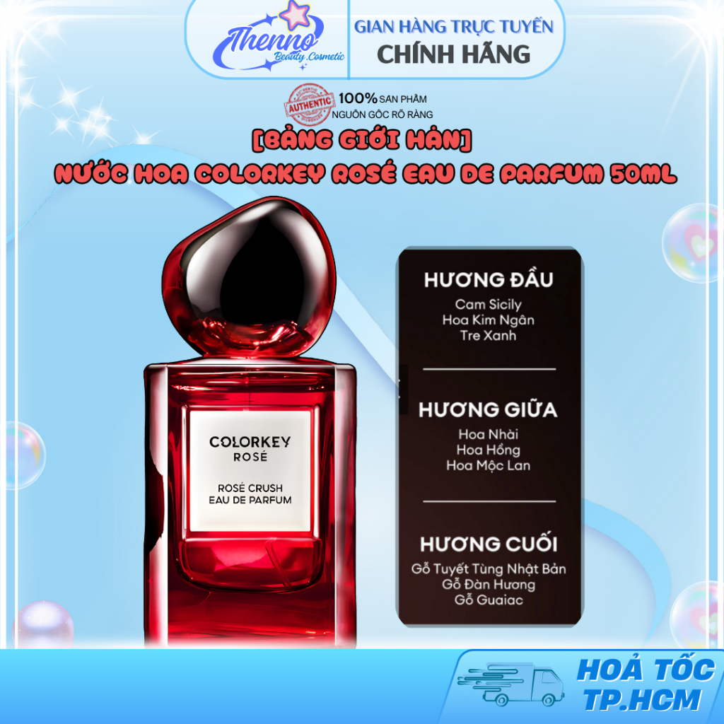 [Bảng Giới Hạn] Nước Hoa Colorkey Rosé Eau De Parfum Thiết Kế Sang Trọng, Lưu Hương Lâu 50ml