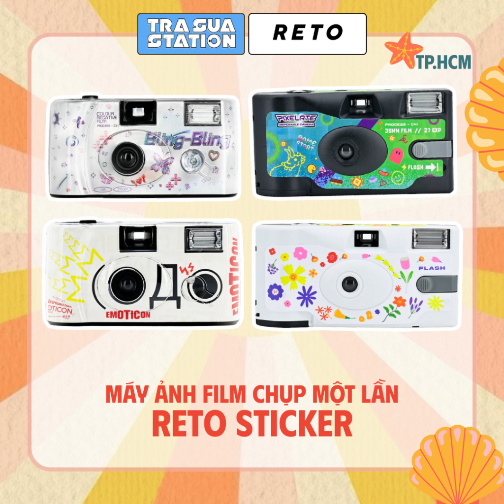 Máy ảnh film Reto Single Use - máy ảnh chụp một lần - Blossom- Pixelate - Emoticon