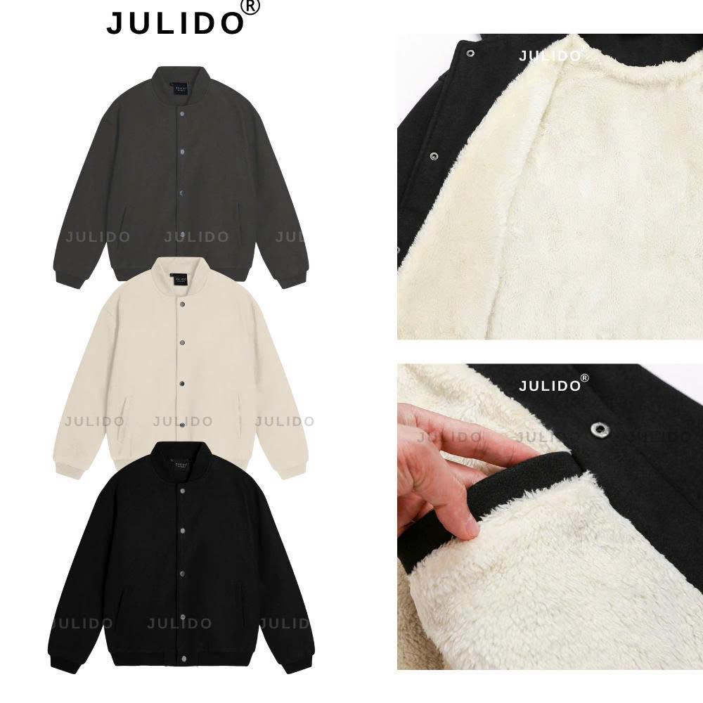 Áo dạ bomber lót lông cừu cao cấp nam nữ JULIDO giữ ấm giữ nhiệt phong cách