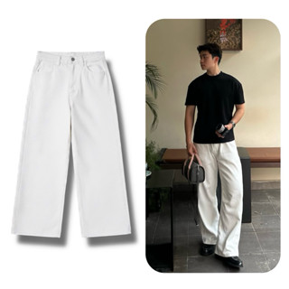  Quần Jean NhinNhinn Trắng - Đen ống rộng Nam - Nữ Ống rộng phủ giày - Quần Jean Trắng From Hàn Quốc 