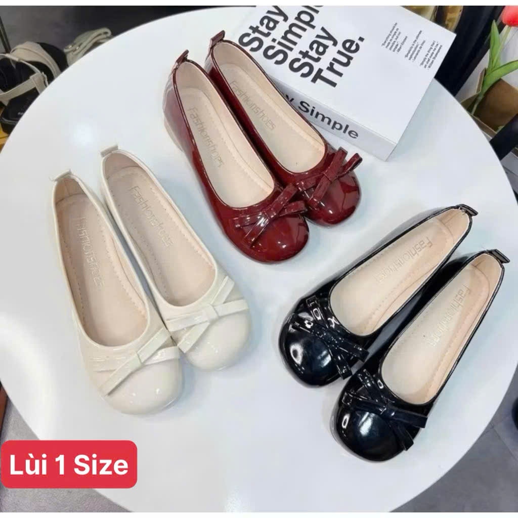 (From rộng Lùi 1sz) Giày búp bê nơ đế dẻo mũi tròn  đế 3CM  thời trang cho nữ đi học đi chơi mẫu mới L510