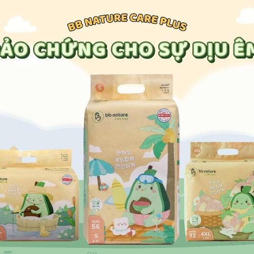 (COMBO 2) Bịch Tã/Bỉm BB NATURE CARE PLUS Công Nghệ Hàn Quốc Đai Chun Cao Đủ Size Từ NB Đến 4XL