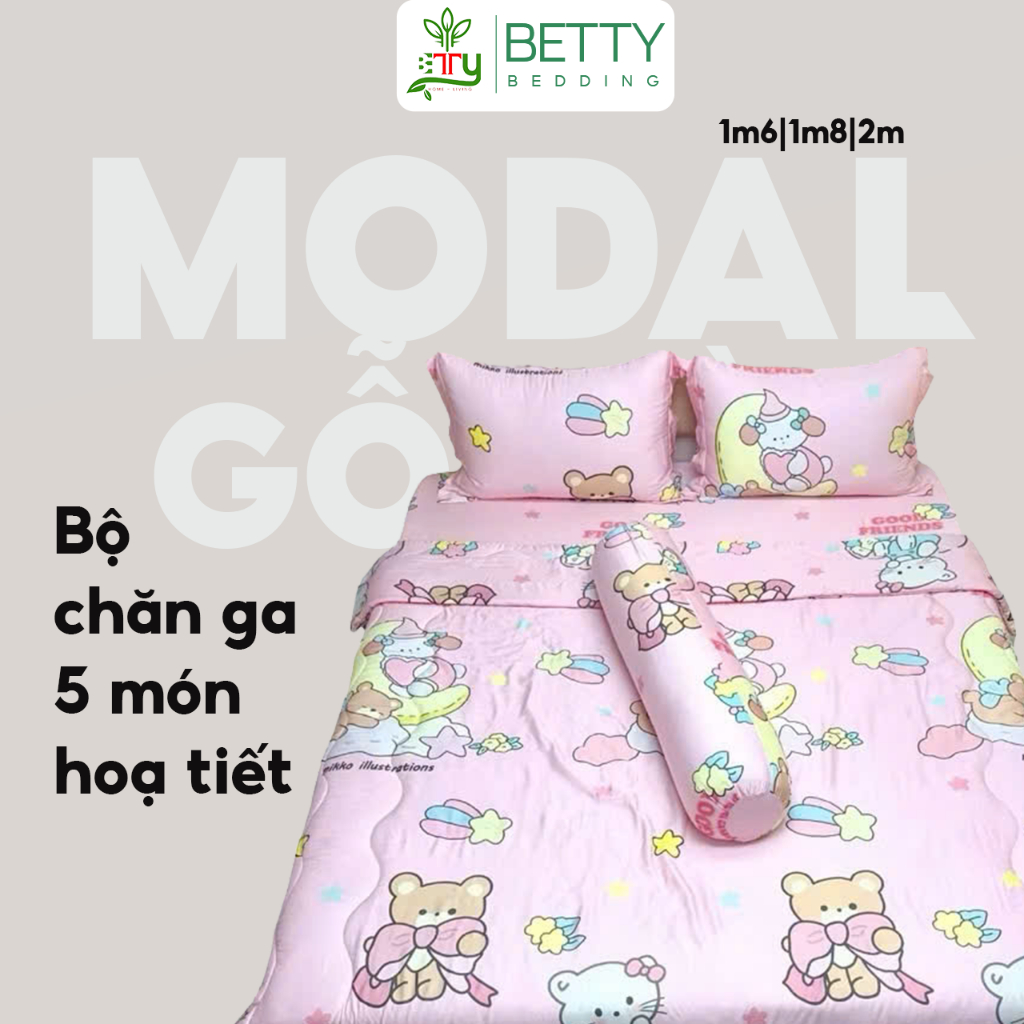 Bộ chăn ga gối Betty Bedding Tencel Modal gỗ sồi mềm mịn nhiều họa tiết