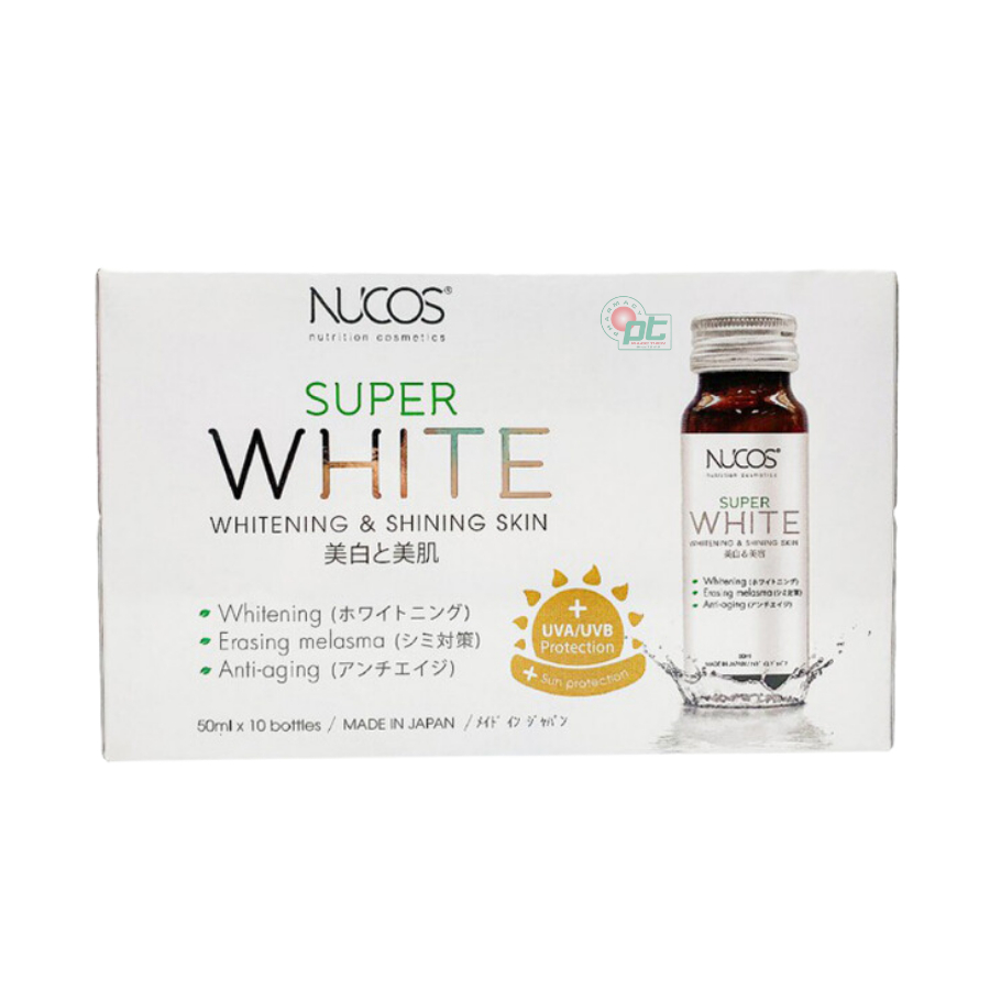 Nước Uống Trắng Da Nucos Super White (hộp 10 chai x 50ml)