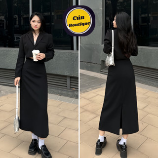  Chân Váy Dáng Dài 85cm Chất Vải Umi Co Dãn Dáng Váy Chữ A Dài Vải Umi Hàn Cao Cấp Cạp Chun Co Giãn 4 Chiều Có Xẻ Sau 