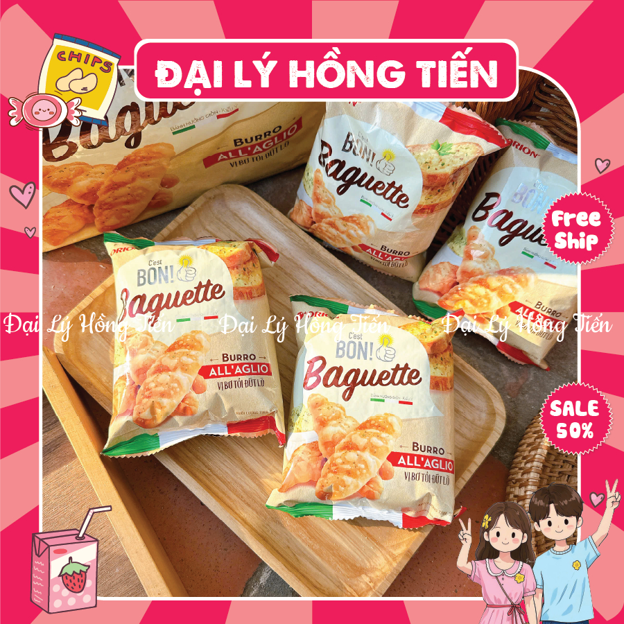 Bánh Mì Baguette Bon Orion Nướng Vị Bơ Tỏi Kiểu Ý, Bánh Mì Ăn Vặt Thơm Ngon