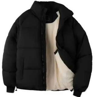  Áo Phao Nam Nữ Trần Bông Siêu Ấm Cho Nam Lót Lông Thỏ Mềm Phom To Phù Hợp 40-79kg Màu Đen Kem Nâu shop Long 