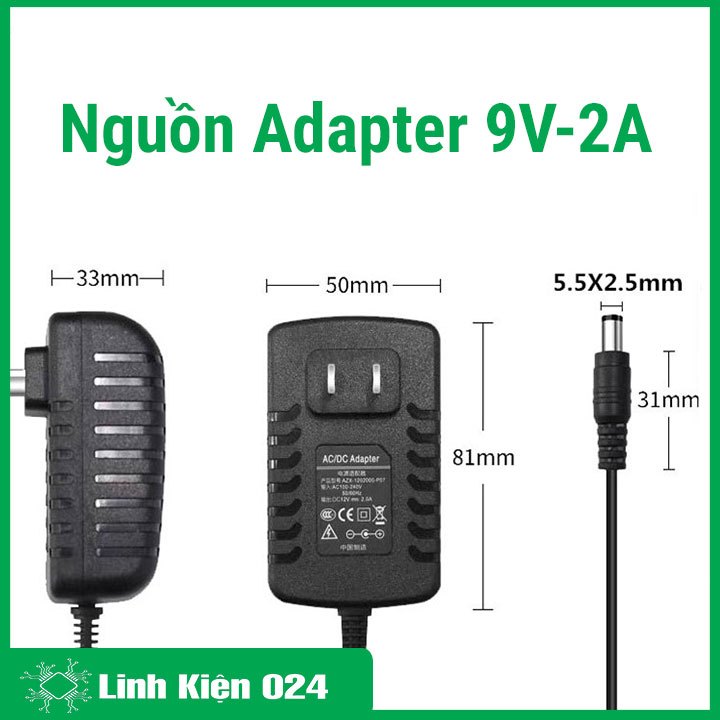 Nguồn Adapter 9V-2A 5.5*2.1mm