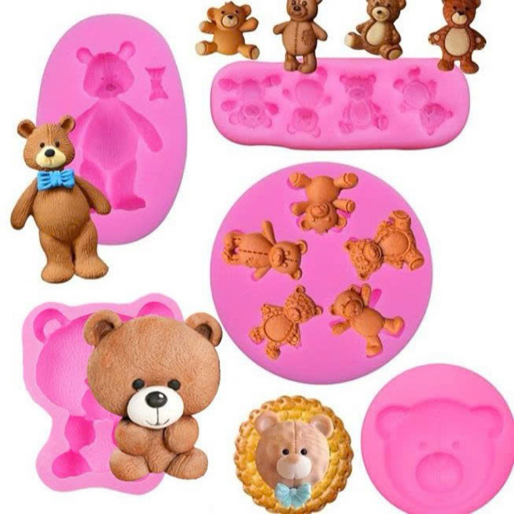 Khuôn silicon sét 5 gấu khuôn gấu khuôn socola khuôn nến thơm khuôn rau câu