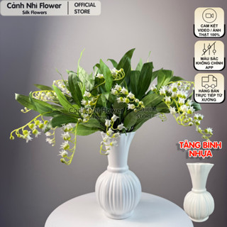   Tặng Bình  Bình Hoa Giả Để Bàn - Hoa Linh Lan Decor trang trí phòng khách phòng ngủ - Cao 40cm - Cảnh Nhi Flower 