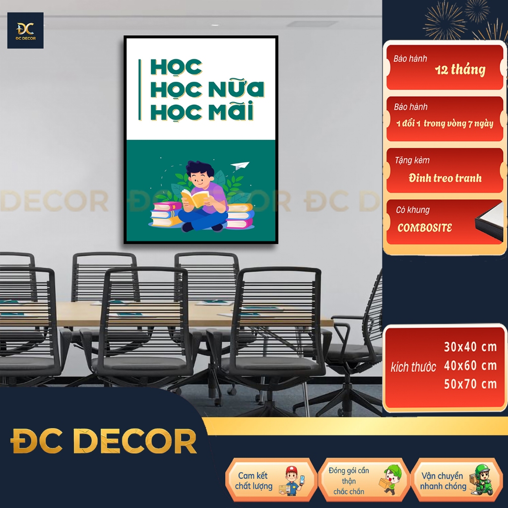 "Tranh Khẩu Hiệu Động Lực, Tranh lớp học,  Tranh Slogan,Tranh Truyền Cảm Hứng  học tập cho lớp "