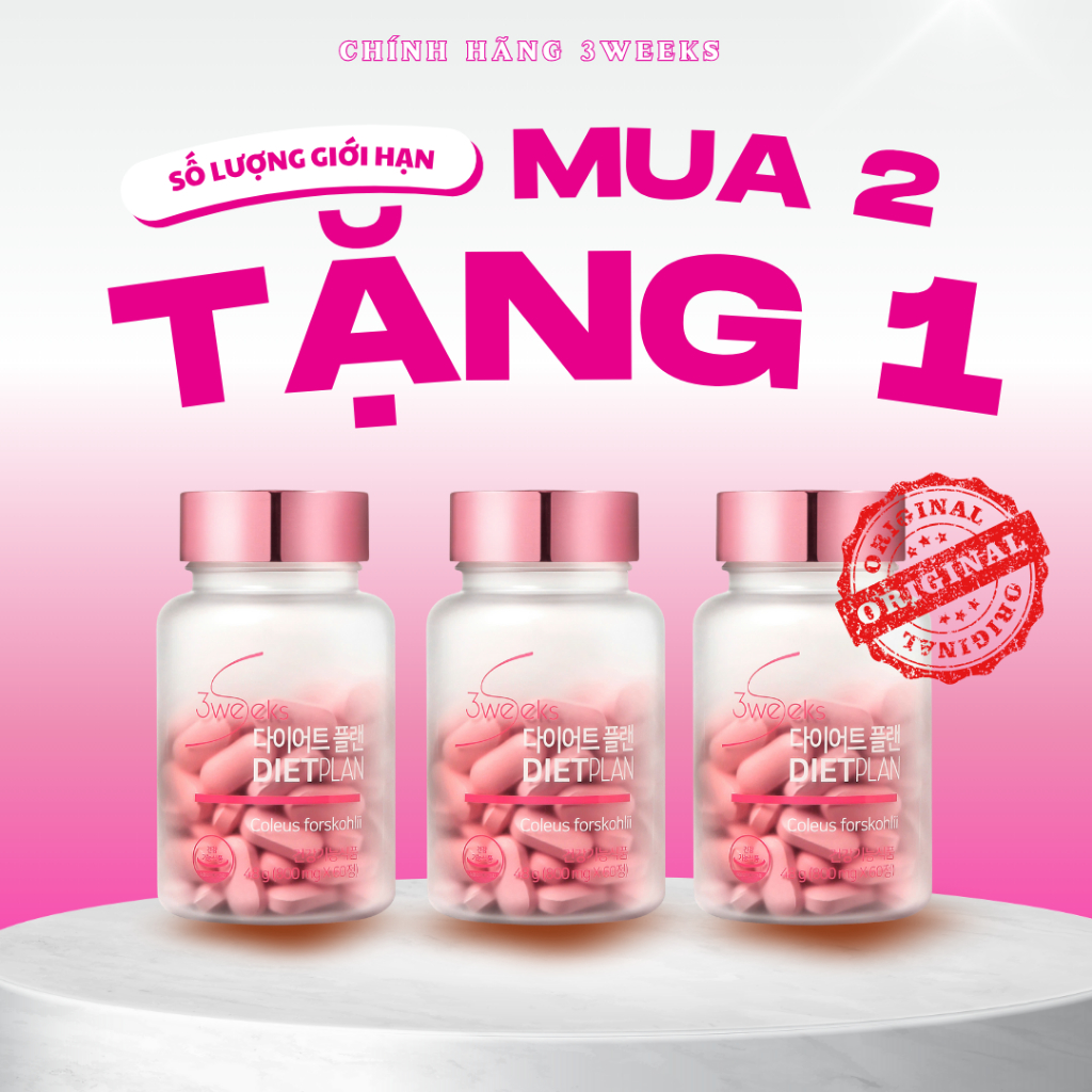 [COMBO 2 HỘP TẶNG 1 HỘP] Giảm cân nhanh 3WEEKS DIETPLAN giảm cân, viên uống giảm cân, duy trì vóc dá