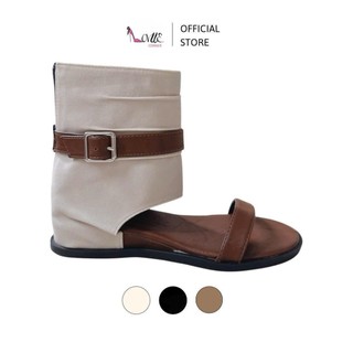 LOVIIECORNER - BOOT NỮ THỜI TRANG QUAI NGANG DA LỘN - BOOT NỮ MŨI TRÒN TAG KHÓA ĐÊ CAO 3CM - B250805- HT2601