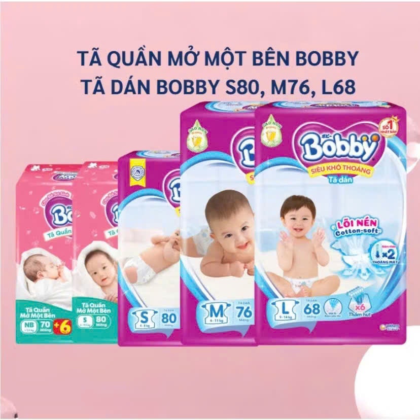 Bỉm Tã dán Bobby NB70, S54, S80, M76