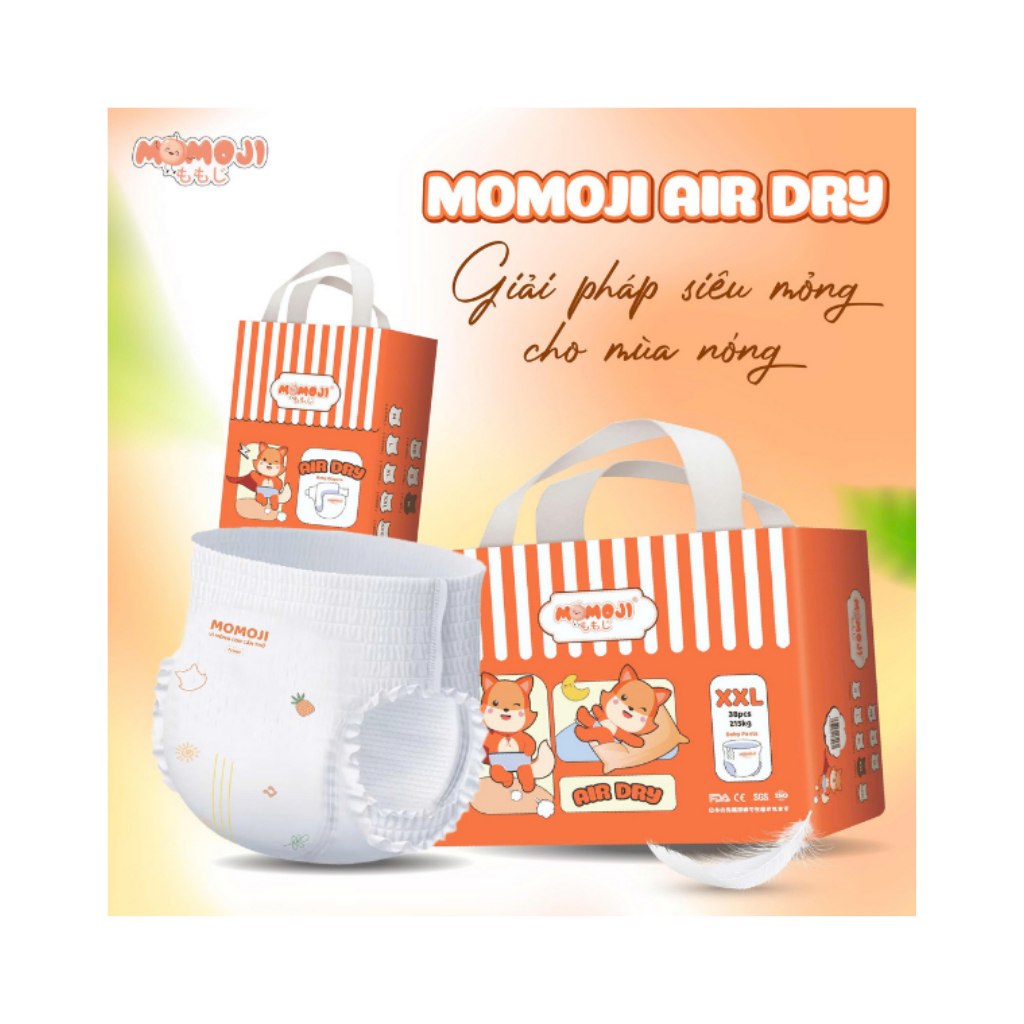 [PHIÊN BẢN MỚI] Tã bỉm dán/quần Momoji Air Dry cho bé 5-30kg êm mềm, thoáng khí đủ size