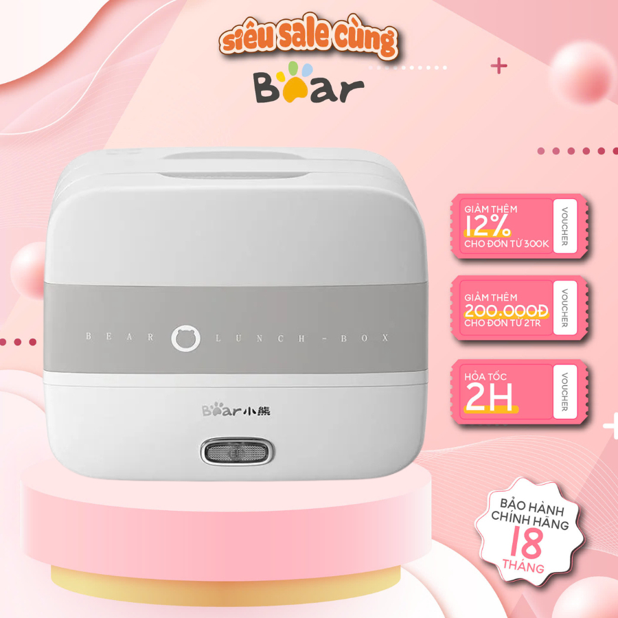 Hộp cơm điện cầm tay mini Bear DFH-B17K2, 1.5L, 270W,dùng cho cá nhân,văn phòng tiện lợi,BH 18 tháng