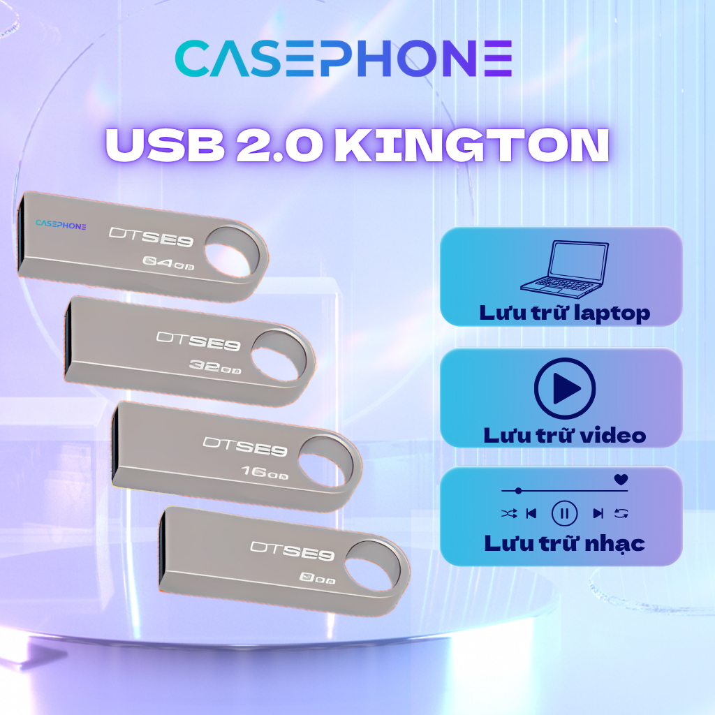 USB Kinton SE9 2GB-64GB-128GB Chống Nước, Độ Bền Cao, Bảo Hành 6 Tháng, USB 2.0 - CarePhones
