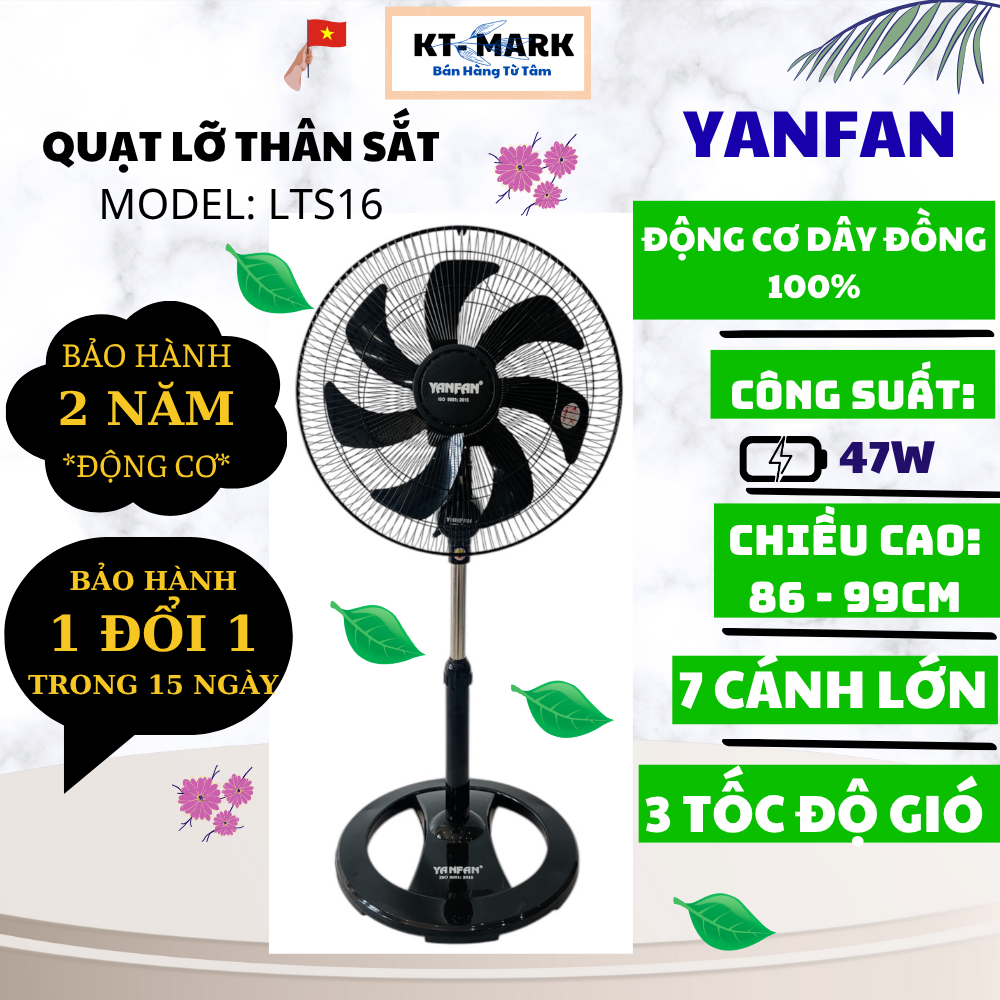Quạt Lửng Công Nghiệp LTS16 YANFAN - 47W Động Cơ Dây Đồng 100% - 7 Cánh 400mm