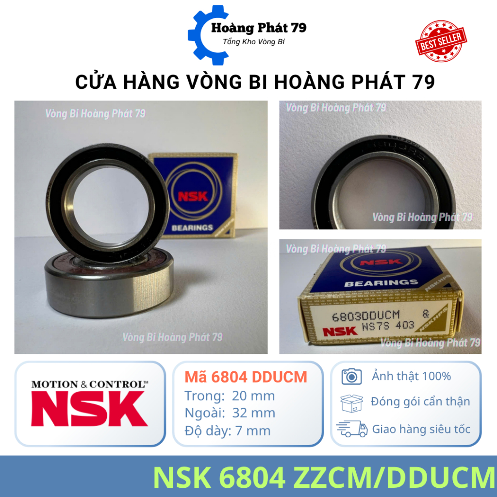 | CHÍNH HÃNG | Vòng Bi NSK 6804 [ZZ/2RS] Nắp Sắt/Nhựa – Bạc Đạn 6804 Dùng Motor Công Nghiệp, Máy Bơm