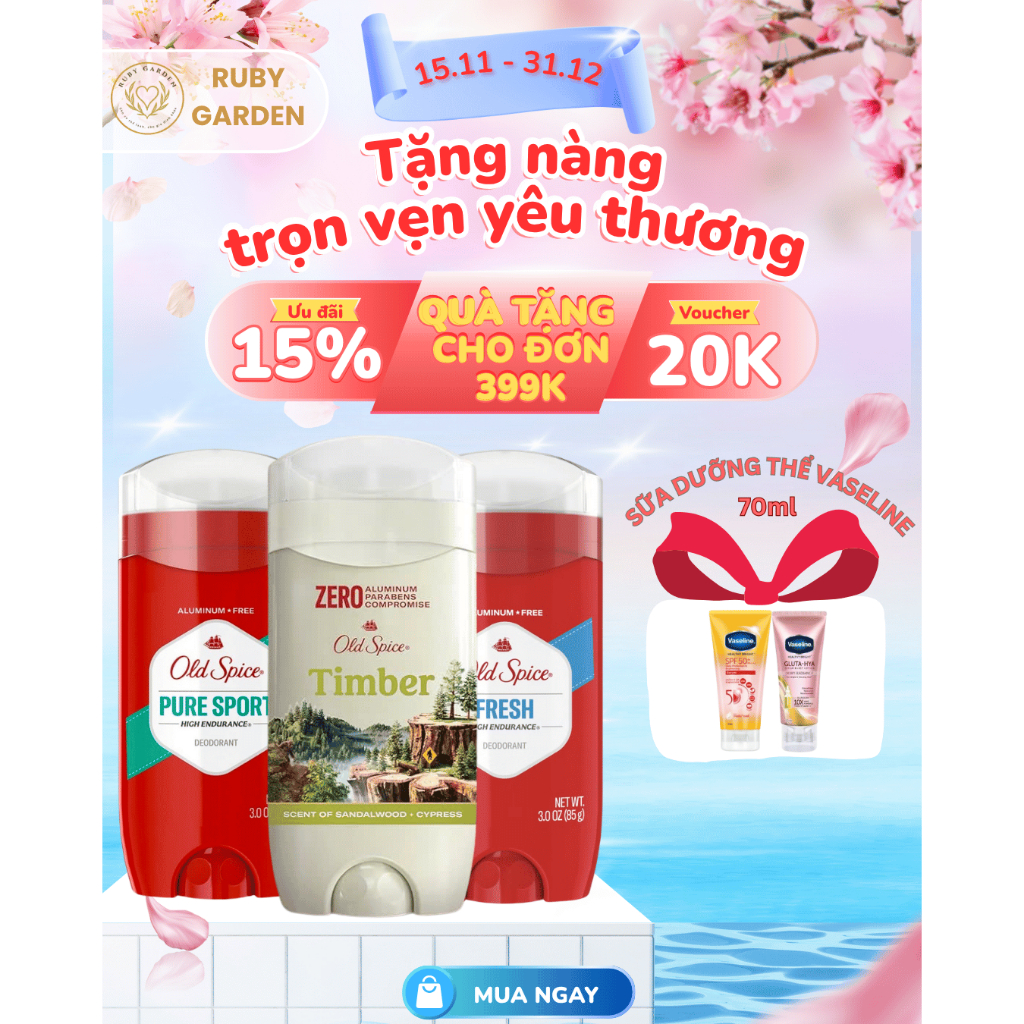 [NK Mỹ] Lăn Sáp khử mùi (Sáp xanh) Old Spice 85g PureSport I Fresh I Bearglove | Wolfhorn | Captain 