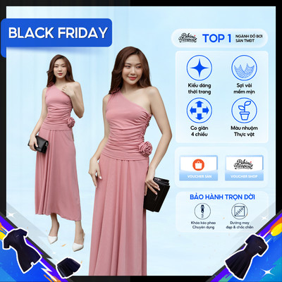 Chân váy dài nữ BIKINIPASSPORT kiểu xoè thun gân dẻo - màu Hồng - BPC005_PK