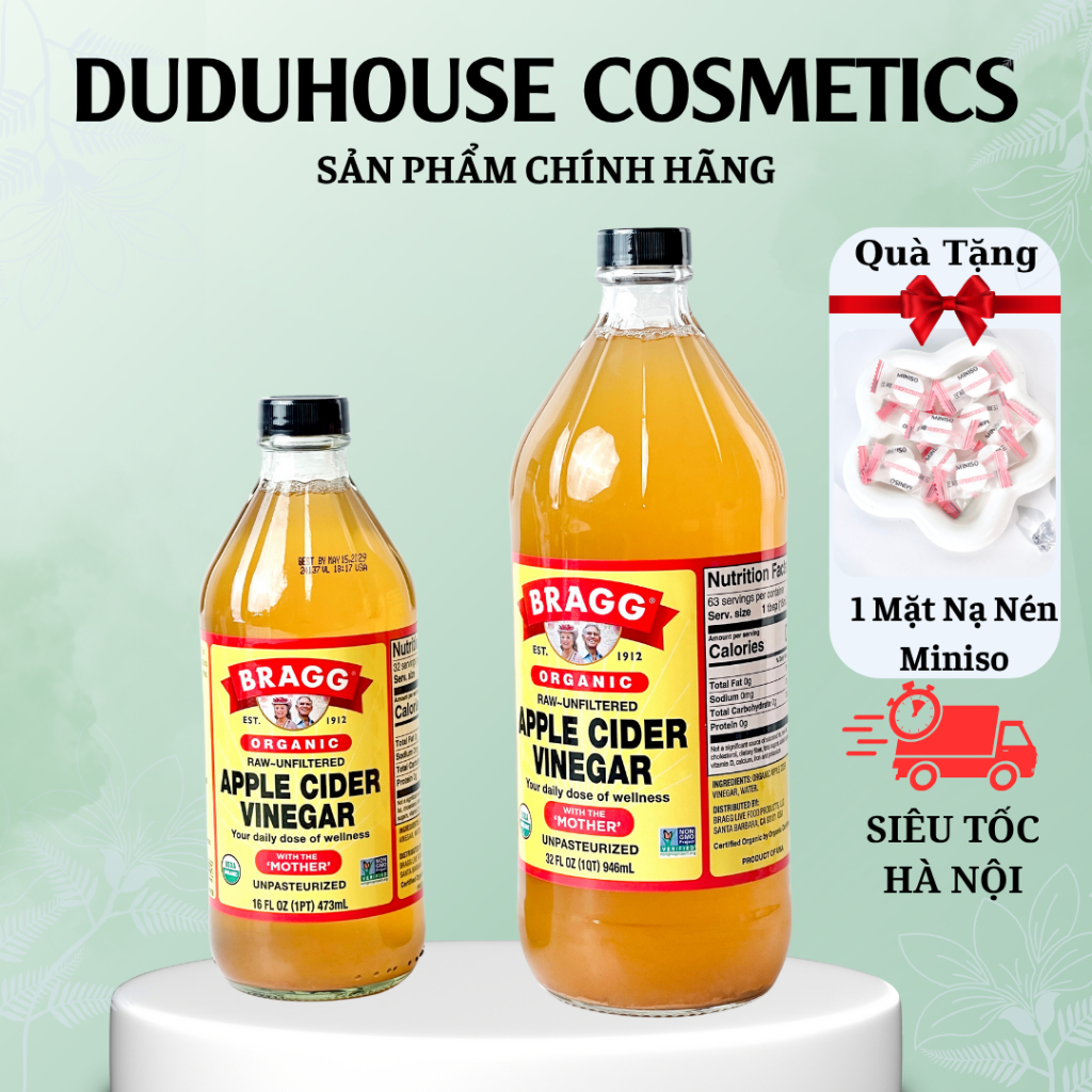 Giấm Táo Hữu Cơ Bragg Organic Apple Cider Vinegar