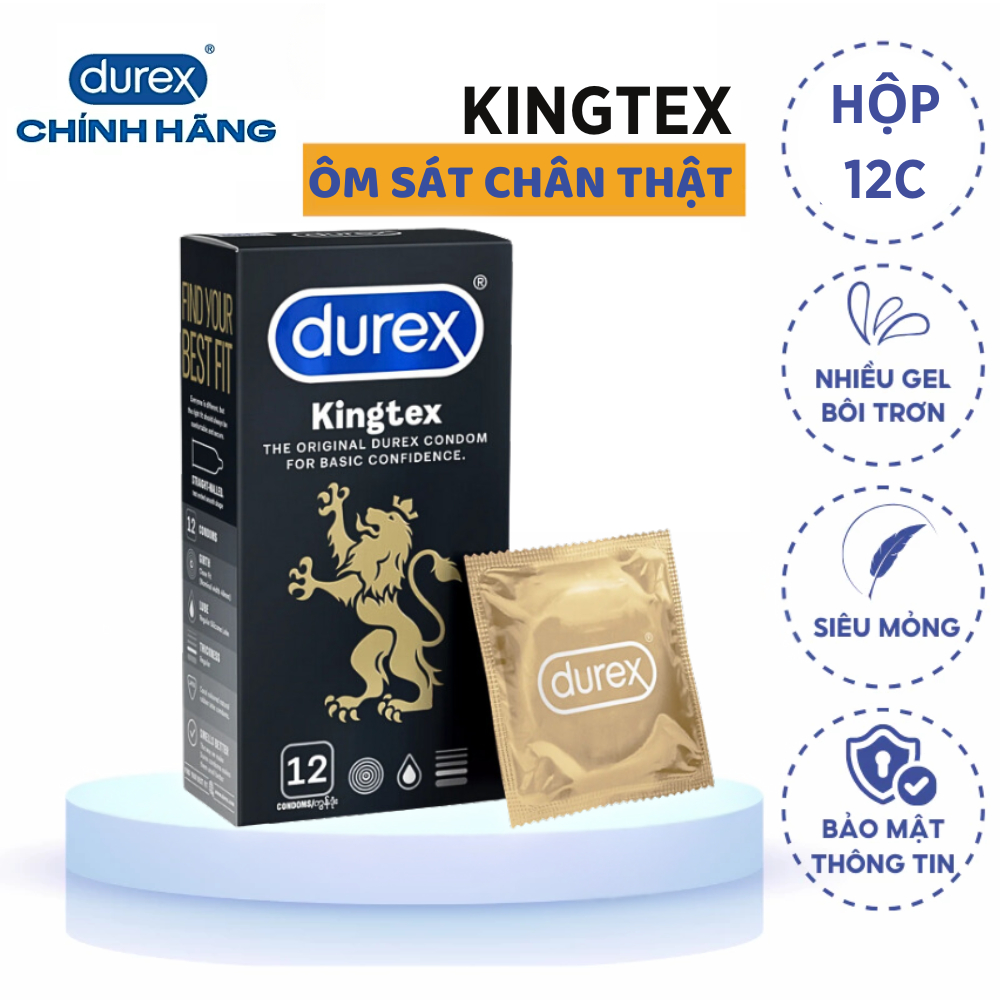 Hộp 12 Bao Cao Su Durex Kingtex Ôm Sát Siêu Mỏng Chân Thật Nhiều Gel Bôi Trơn - Carefeel Store