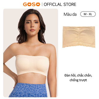  GOSO Áo ống bra không dây Áo ngực váy mút kiểu cúp ngực có gân chất cotton má 