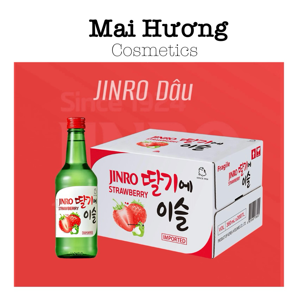 [CHÍNH HÃNG- HỎA TỐC] Thùng 20 Chai Soju Hàn Quốc JINRO VỊ DÂU