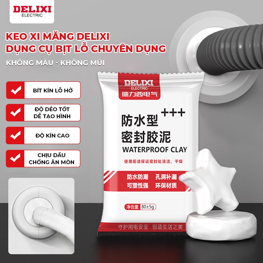  Keo Xi Măng Dẻo Delixi Bịt Lỗ Điều Hòa Giảm Tiếng Ồn Chống Thấm Tường Tiện Lợi,​bịt lỗ 
