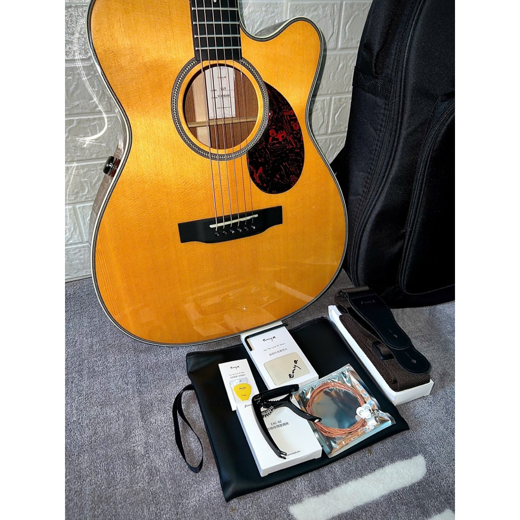 Guitar Enya V1/E SP1 - Guitar acoustic cao cấp - Gỗ xịn mahogany - Thiết kế kiểu cách - Eq hiệu ứng 
