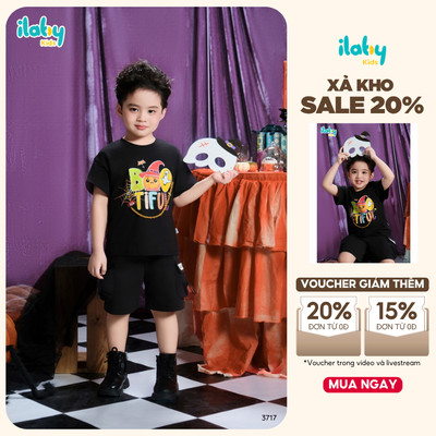 Áo Halloween cho bé ILABY thiết kế in hình phối dây xích chất liệu cotton co giãn thoáng mát [3717]