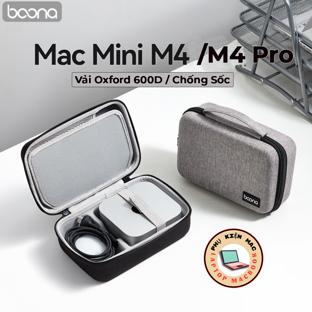 Hộp đựng mac mini m4 chống sốc, túi đựng chống sốc mac mini m4 pro Baona, hộp đựng phụ kiện Baona
