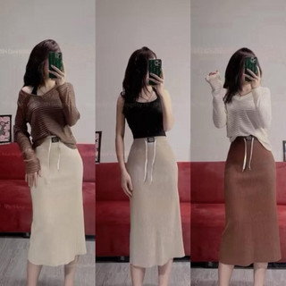 HV - Chân Váy Len Mác Dáng Dài nhiều màu sắc hàng quảng châu co dãn