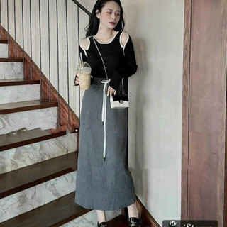 HV - Chân Váy Len Mác Dáng Dài nhiều màu sắc hàng quảng châu co dãn