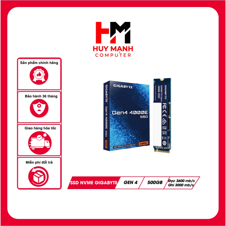Ổ cứng SSD GIGABYTE 4000E 500GB M2 2280 NVMe Gen4x4 chính hãng bảo hành 36 tháng