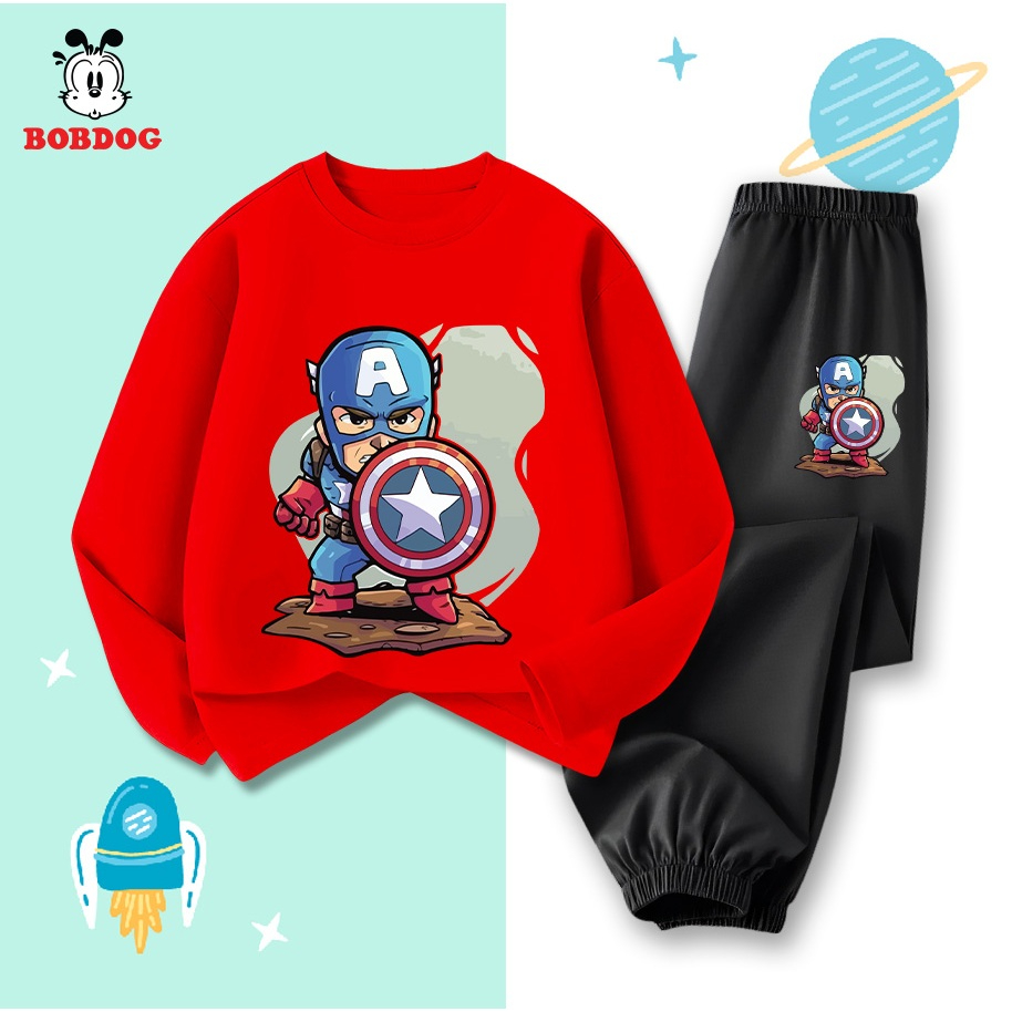 Đồ bộ thu đông bé trai BOBDOG quần áo trai BOBDOG chất thun cotton in hình siêu anh hùng  TW-BDO99
