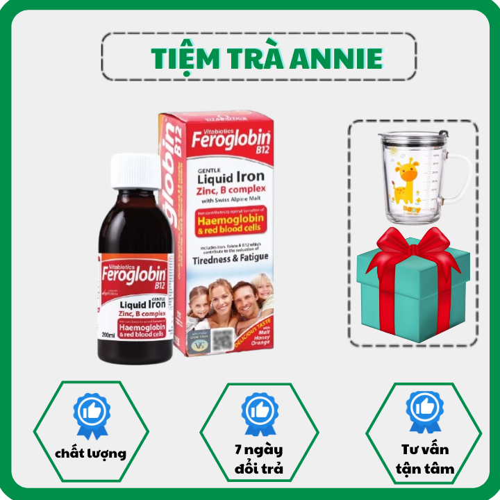 [HÀNG NHẬP KHẨU] FEROGLOBIN B12 LIQUID - Hỗ Trợ Tăng Khả Năng Tạo Máu - 200ml Vitabiotics