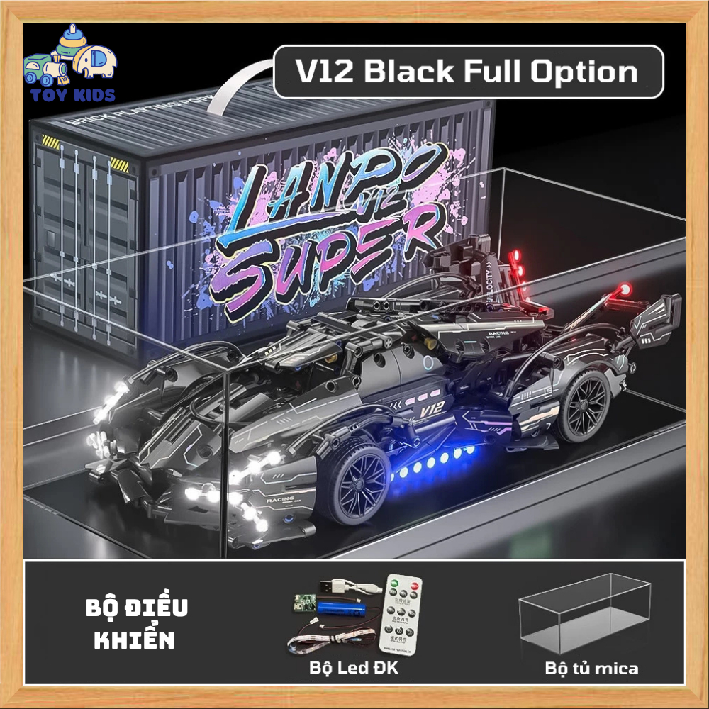  Size 35cm - 1:14 Lắp ráp Mô Hình Xe đua Oto V12 Blue siêu xe xếp hình oto Xe tăng ,Lắp ghép technic 