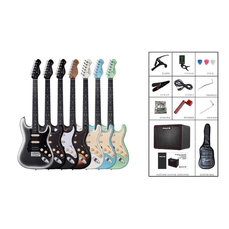 Combo Đàn Guitar Điện Mooer MSC10 Pro Stratocaster HSS Amplifier Nux Mighty Lite BT MKII