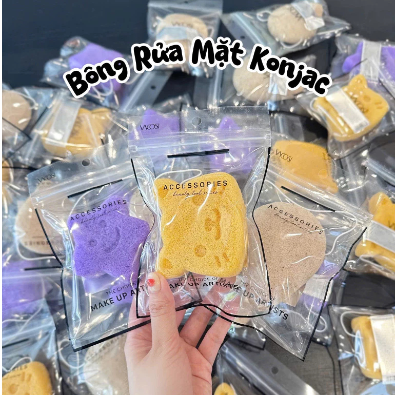 BÔNG RỬA MẶT SỢI BỘT KONJAC VACOSI FACIAL CLEANSING SPONGE BN02/03/04